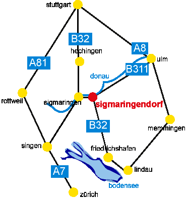 Anfahrtskarte nach Sigmaringendorf